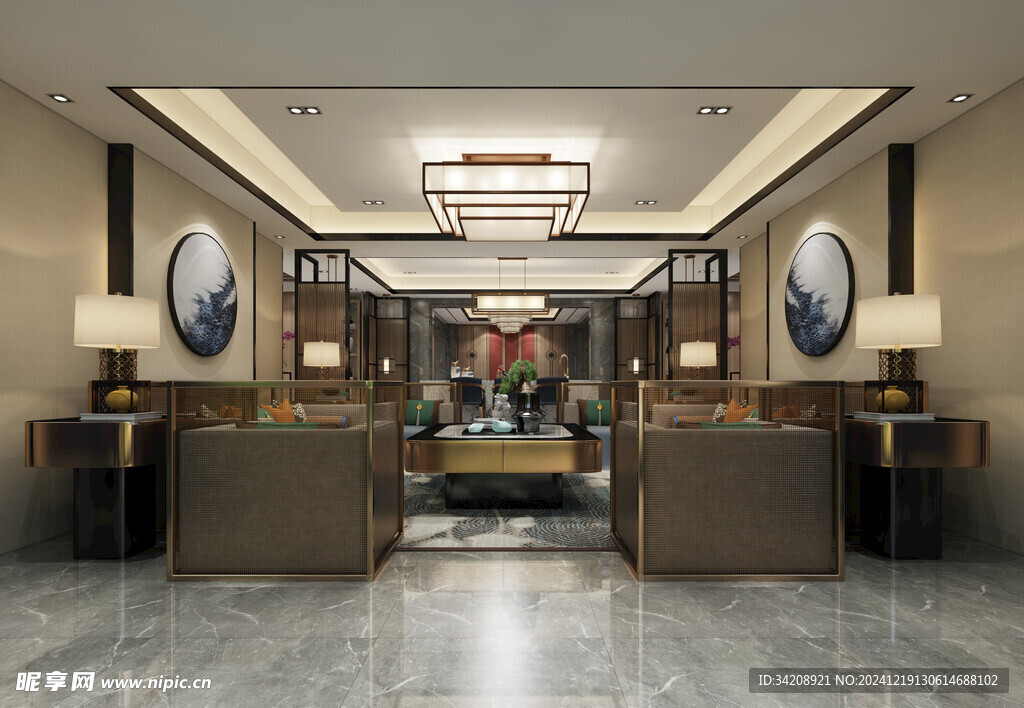 现代简约高级感新中式复古风客厅