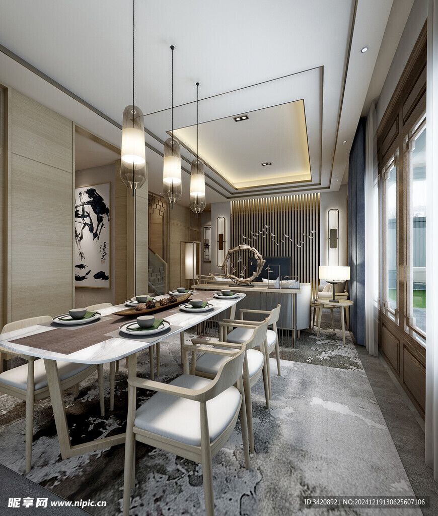 现代简约高级感新中式复古风客厅