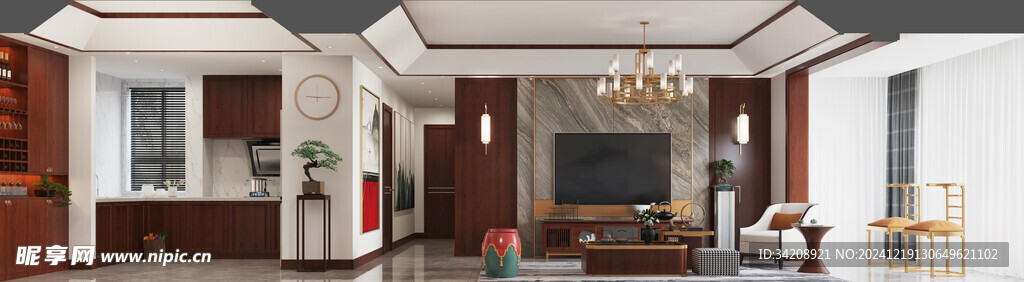 现代简约高级感新中式复古风客厅