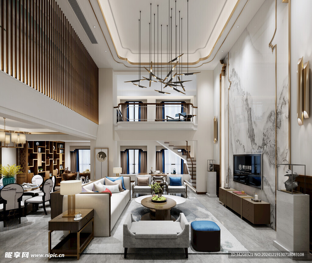 现代简约高级感新中式复古风客厅