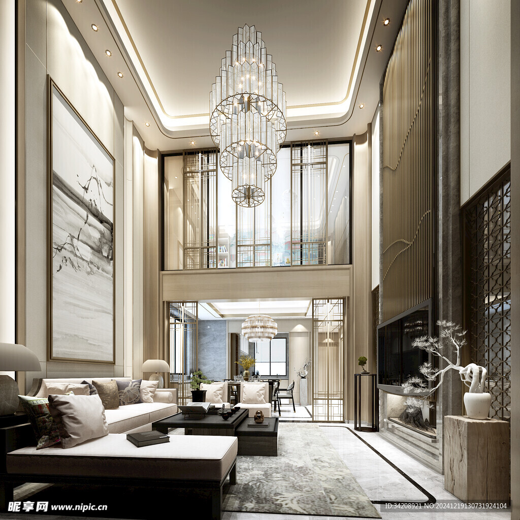 现代简约高级感新中式复古风客厅