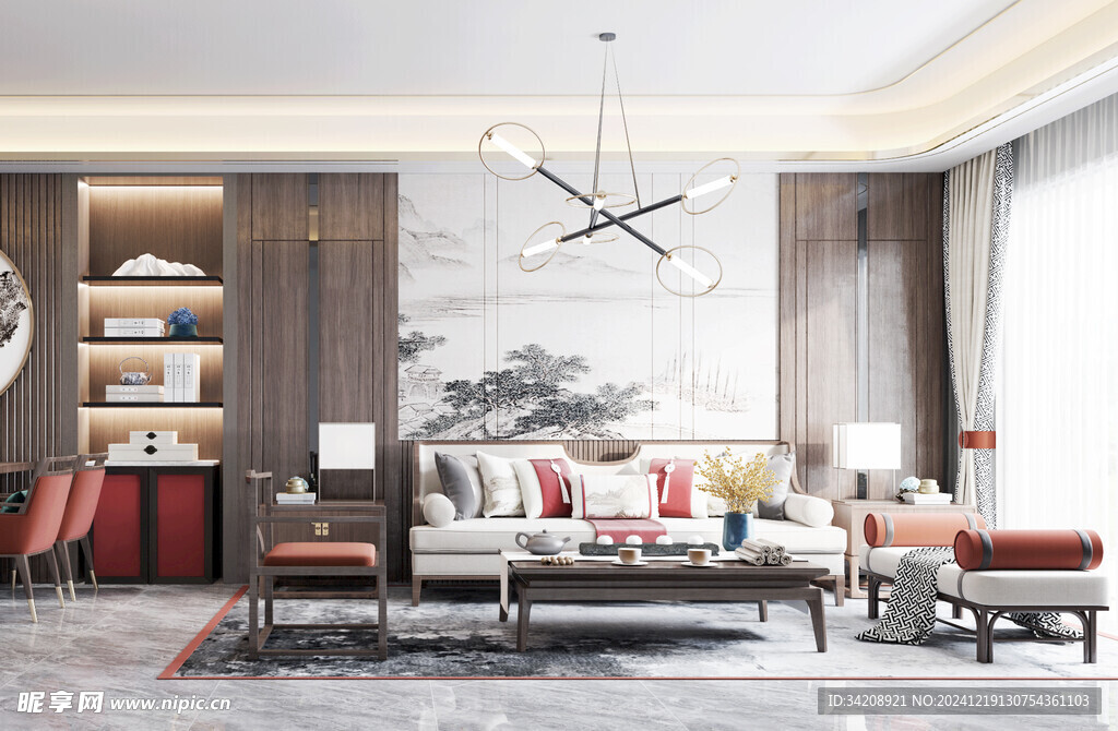 现代简约高级感新中式复古风客厅