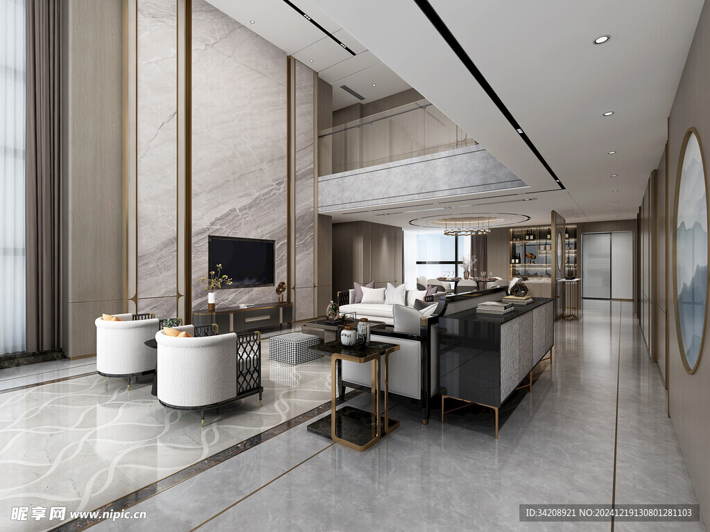 现代简约高级感新中式复古风客厅