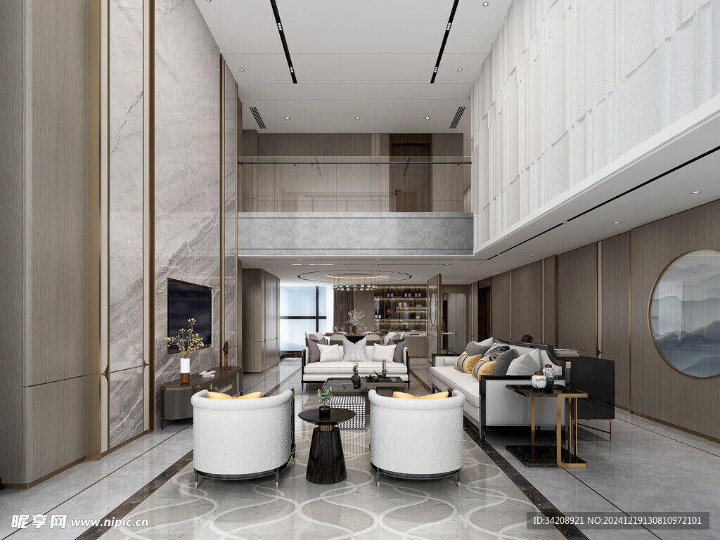 现代简约高级感新中式复古风客厅