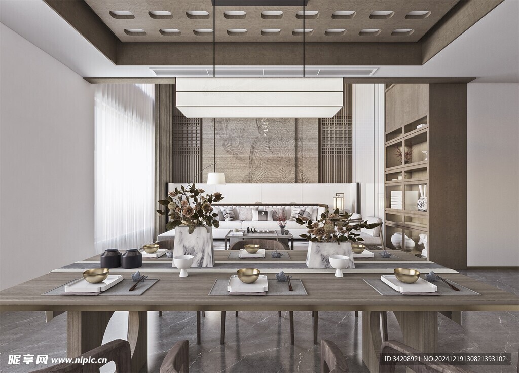 现代简约高级感新中式复古风客厅