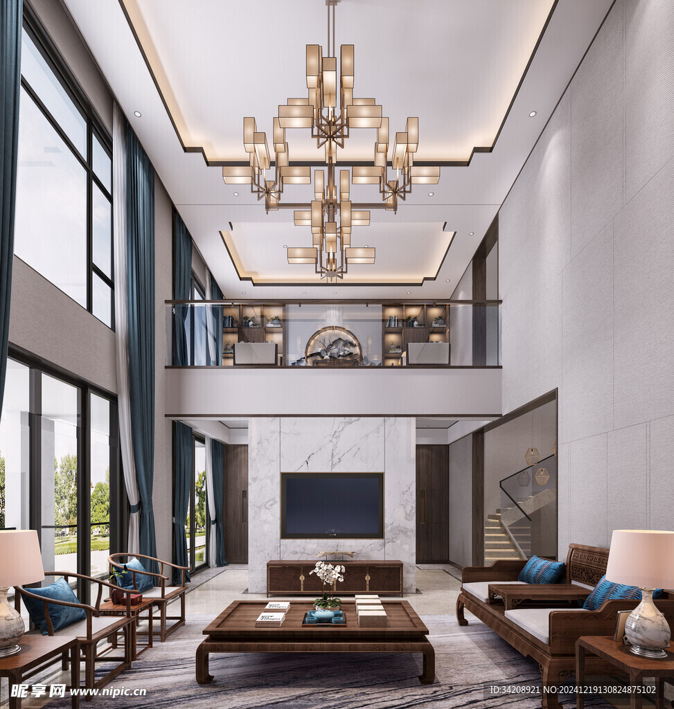 现代简约高级感新中式复古风客厅