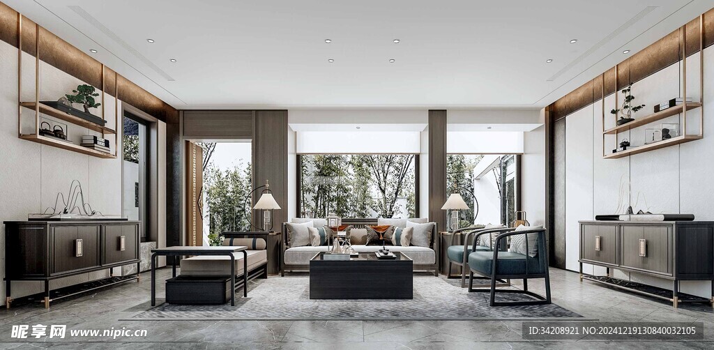 现代简约高级感新中式复古风客厅