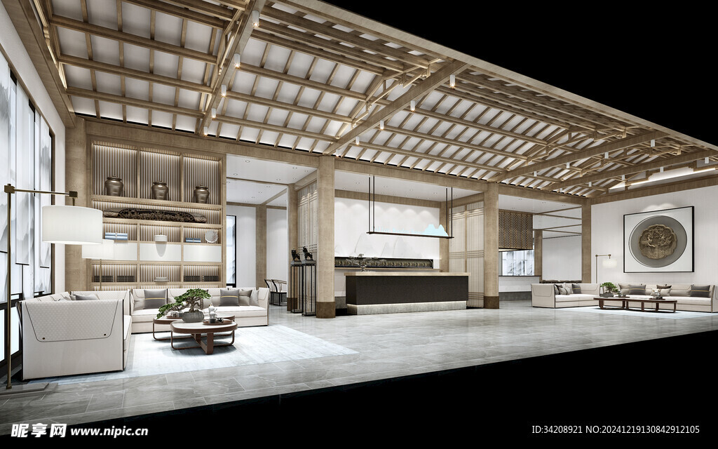 现代简约高级感新中式复古风客厅