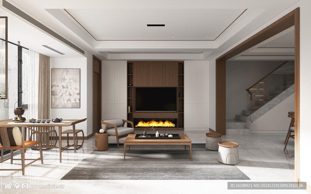 现代简约高级感新中式复古风客厅