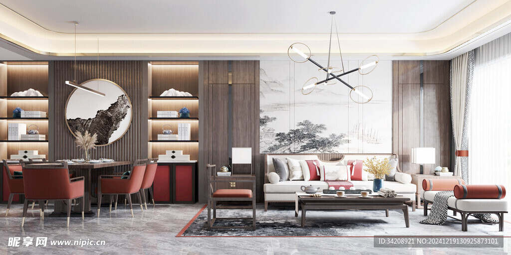 现代简约高级感新中式复古风客厅