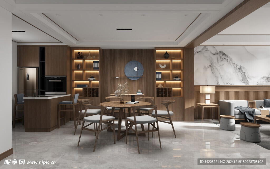 现代简约高级感新中式复古风客厅