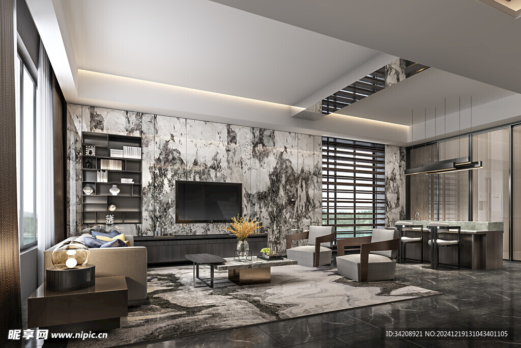 现代简约高级感新中式复古风客厅