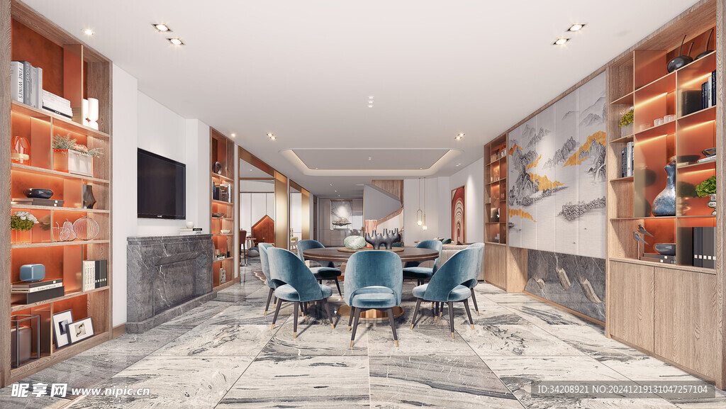 现代简约高级感新中式复古风客厅