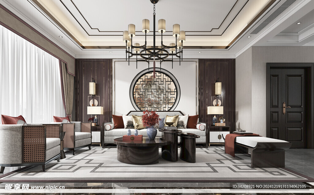 现代简约高级感新中式复古风客厅