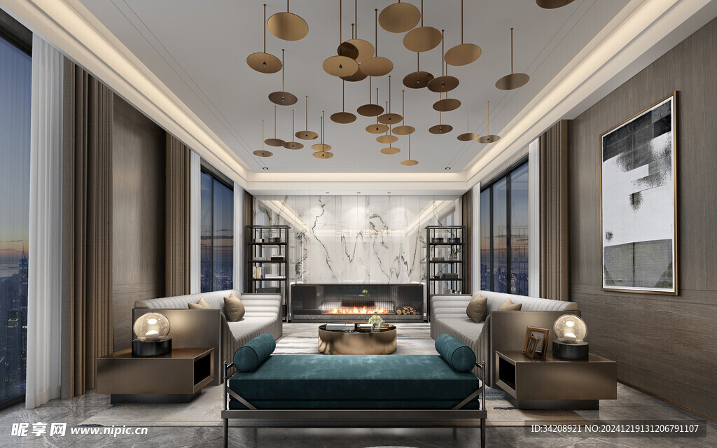 现代简约高级感新中式复古风客厅