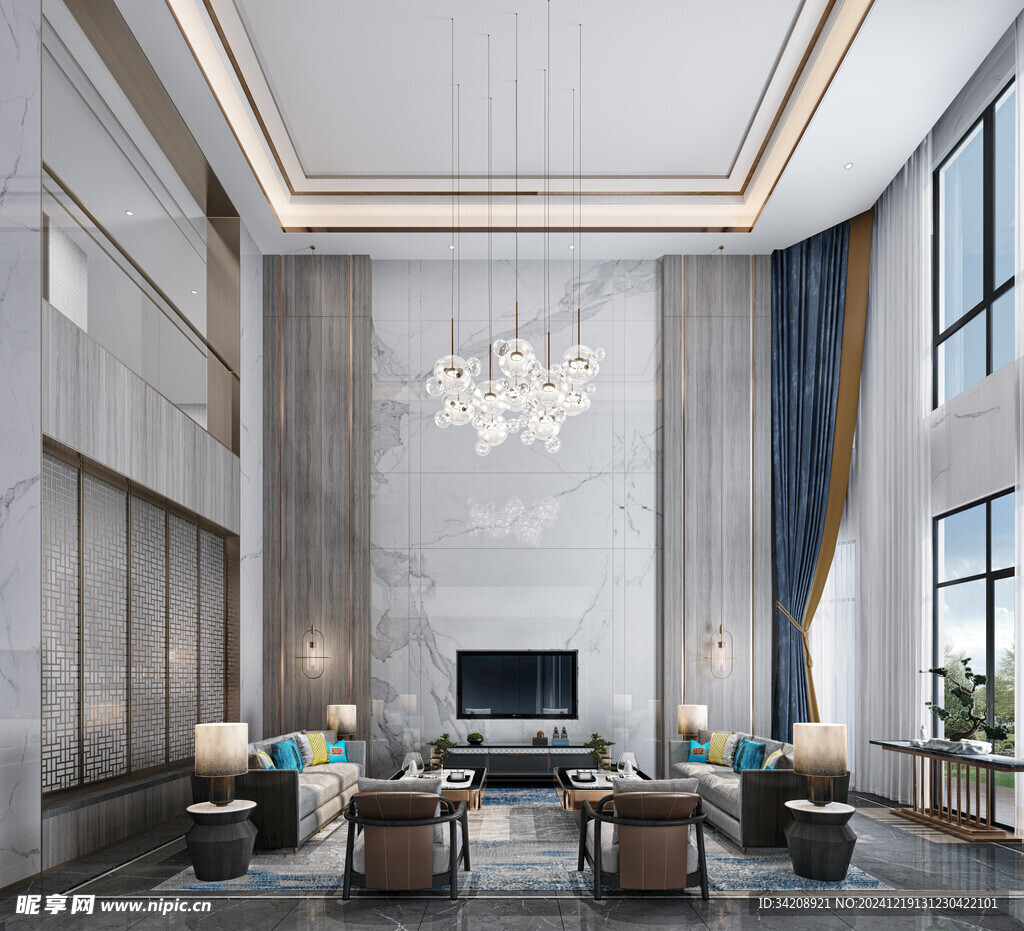 现代简约高级感新中式复古风客厅