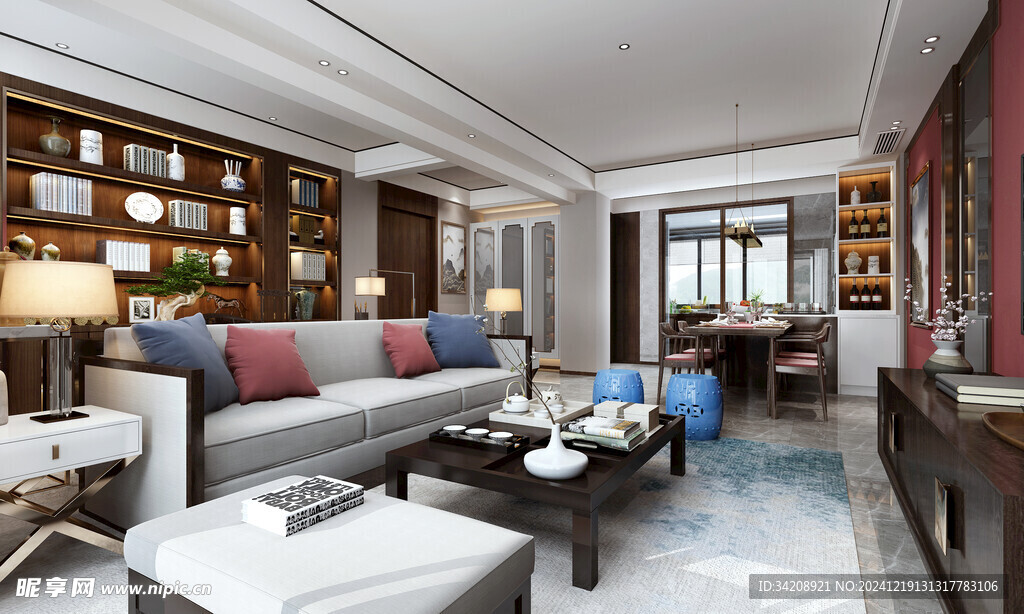 现代简约高级感新中式复古风客厅