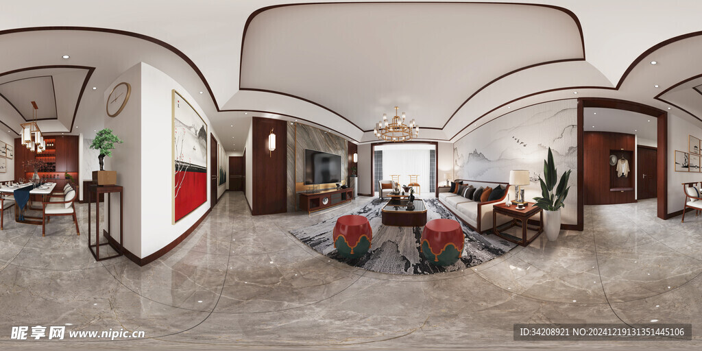 现代简约高级感新中式复古风客厅