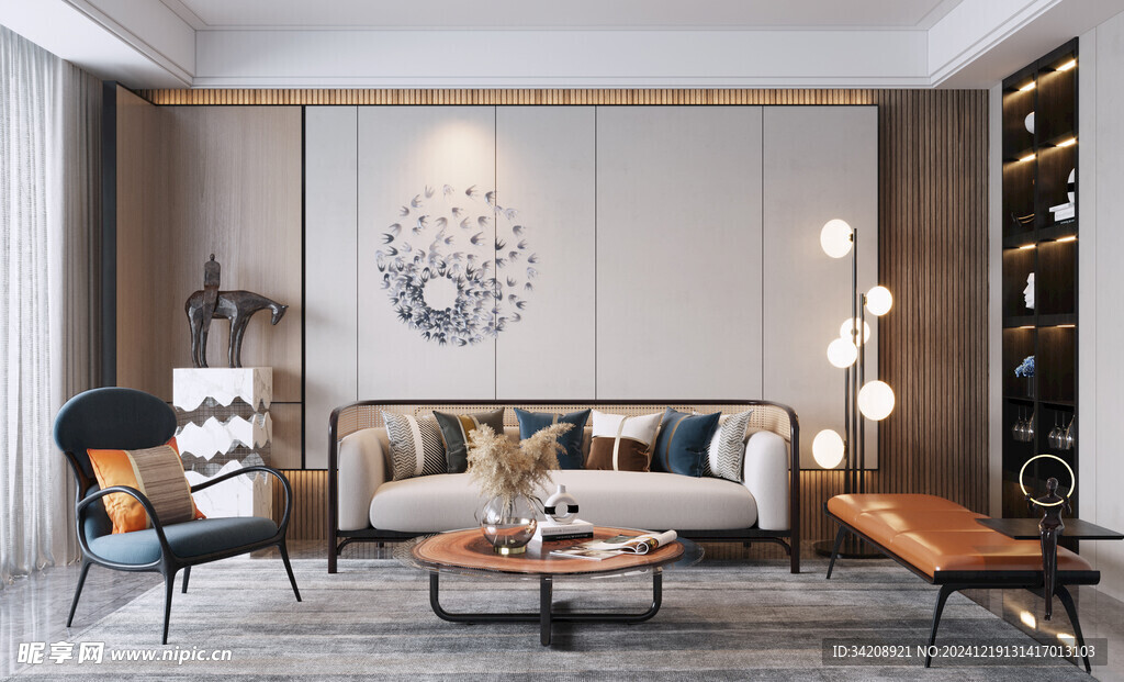 现代简约高级感新中式复古风客厅