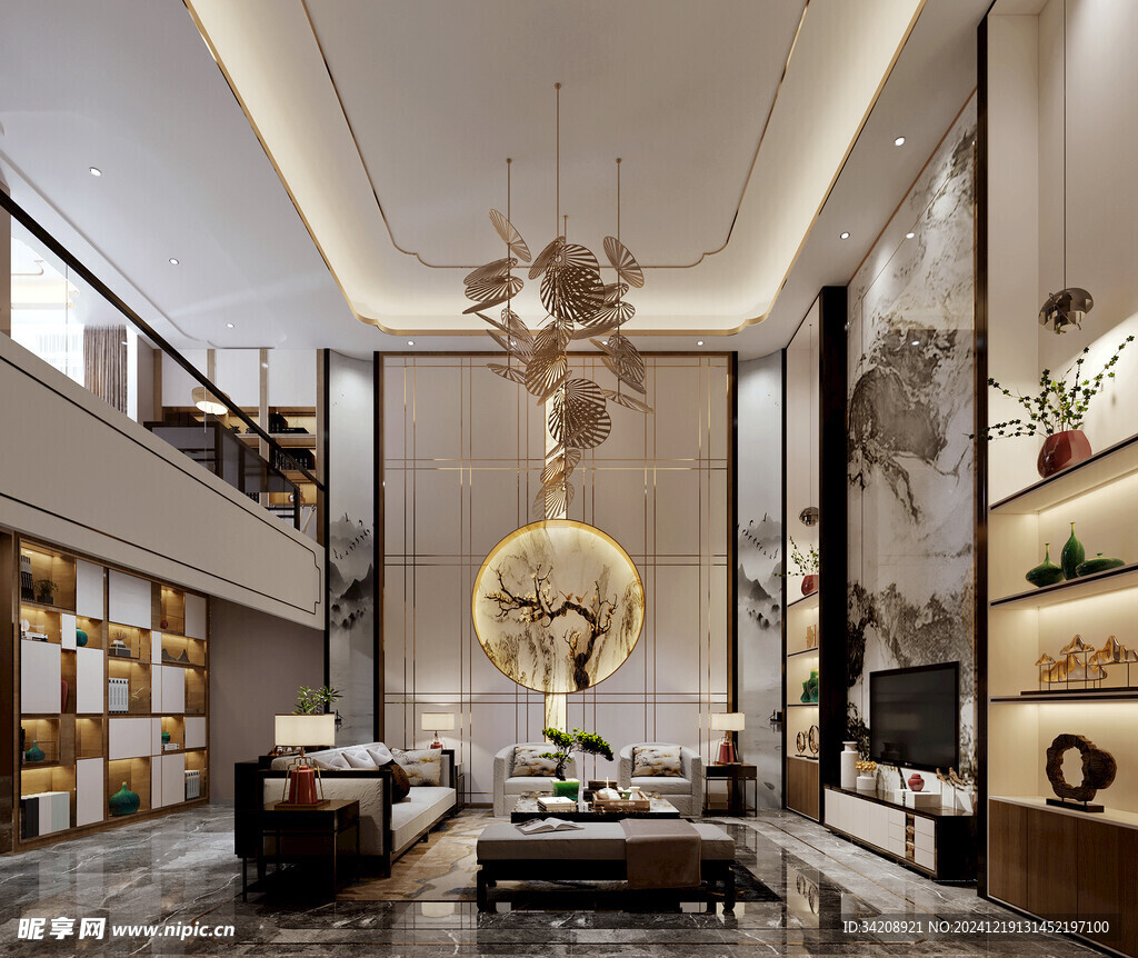 现代简约高级感新中式复古风客厅