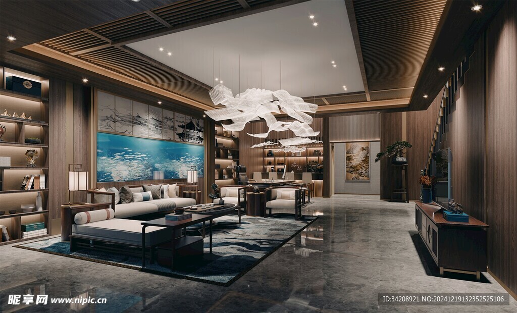 现代简约高级感新中式复古风客厅