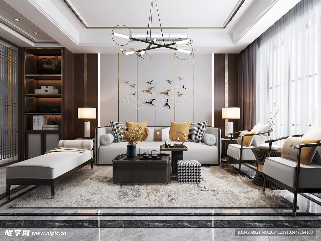 现代简约高级感新中式复古风客厅