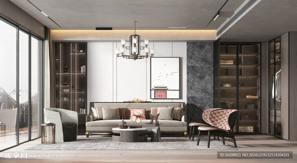 现代简约高级感新中式复古风客厅