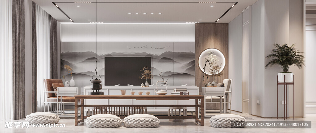 现代简约高级感新中式复古风客厅