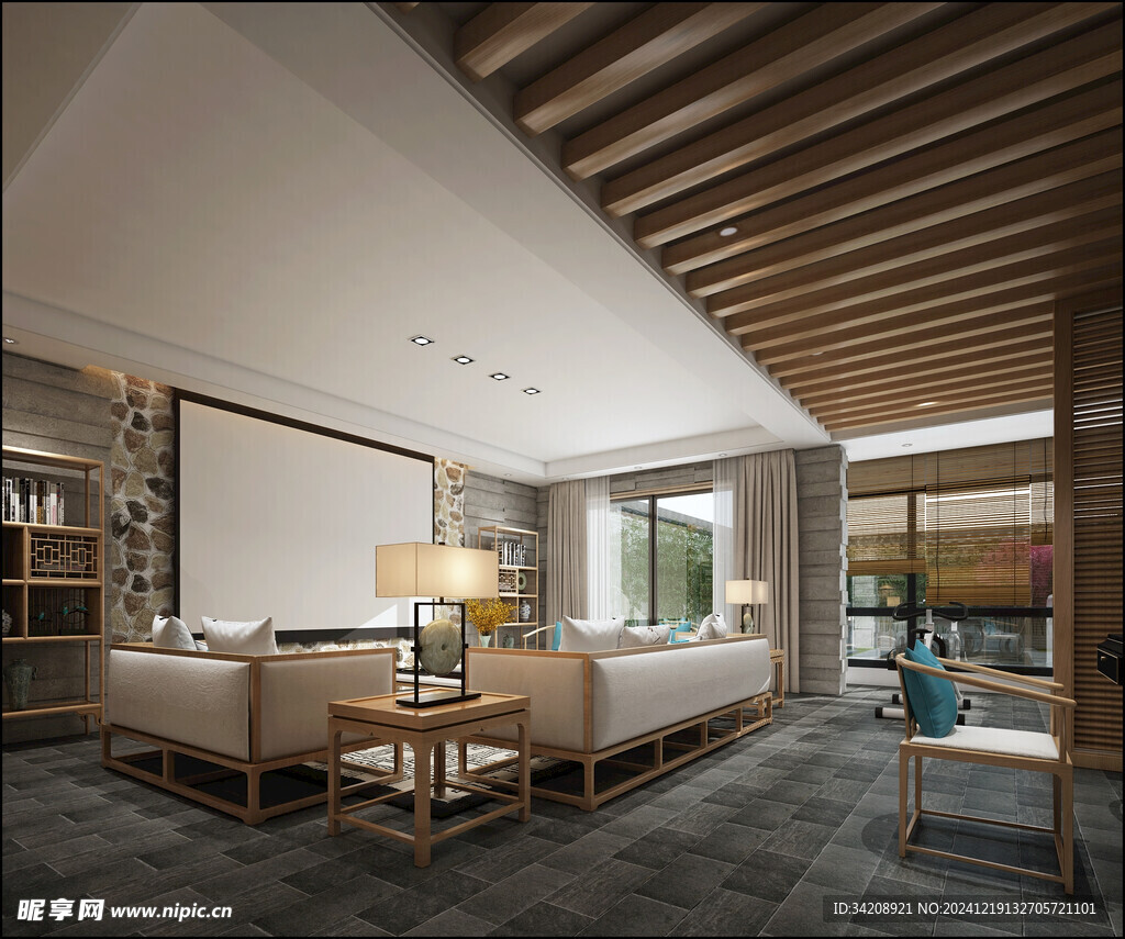 现代简约高级感新中式复古风客厅