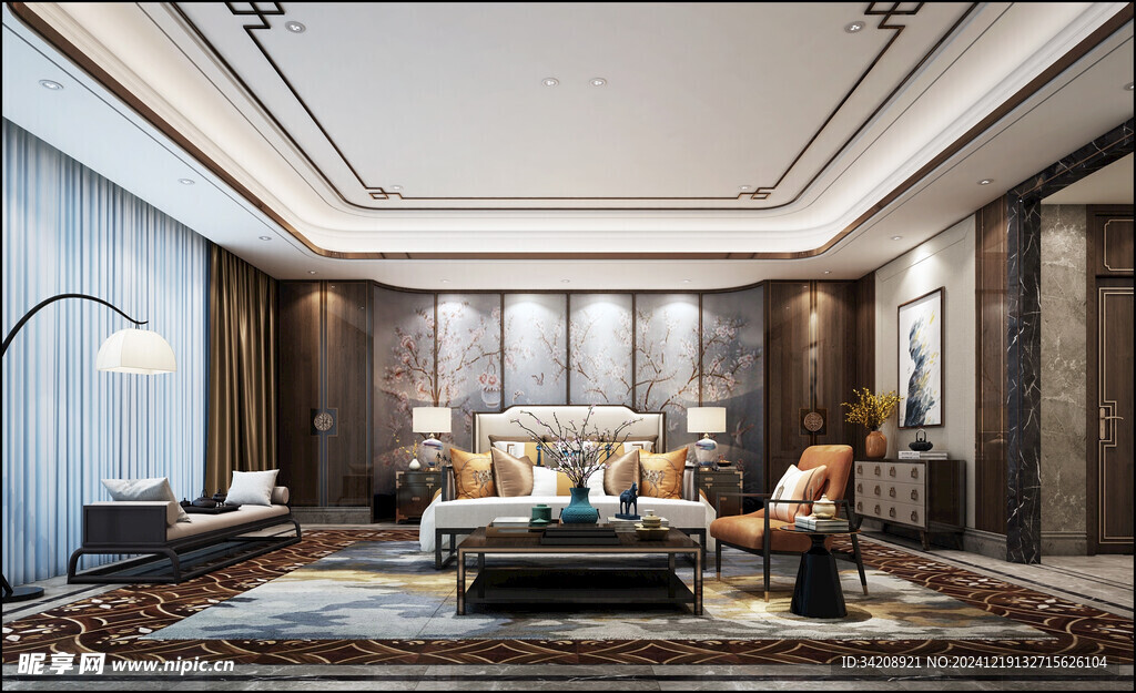 现代简约高级感新中式复古风客厅