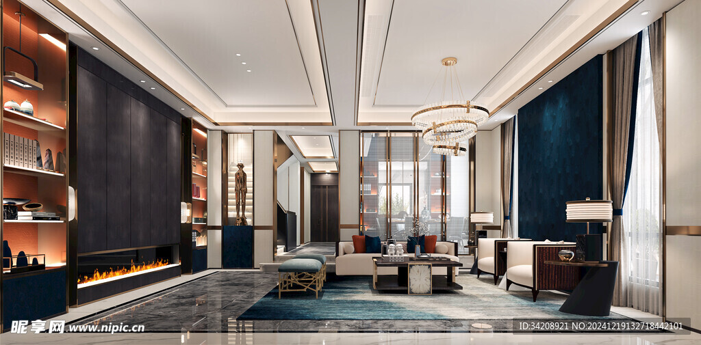 现代简约高级感新中式复古风客厅