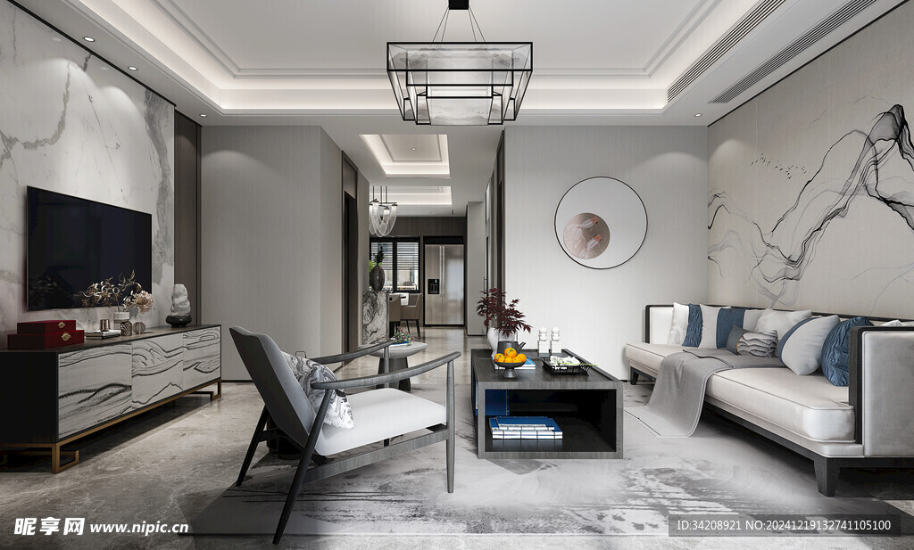 现代简约高级感新中式复古风客厅