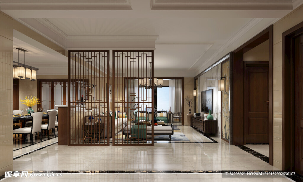 现代简约高级感新中式复古风客厅