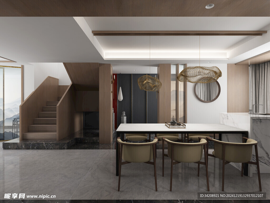 现代简约高级感新中式复古风客厅