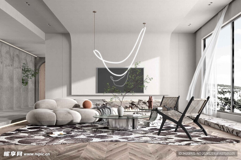 现代简约侘寂宅新中式复古风客厅