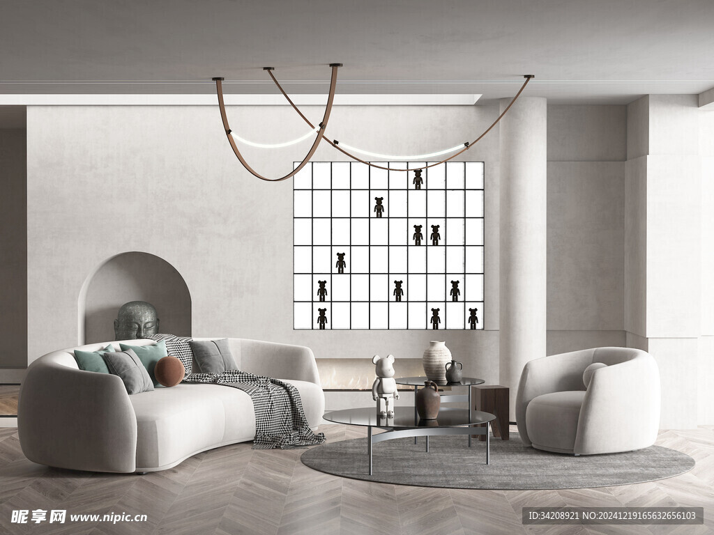 现代简约侘寂宅新中式复古风客厅