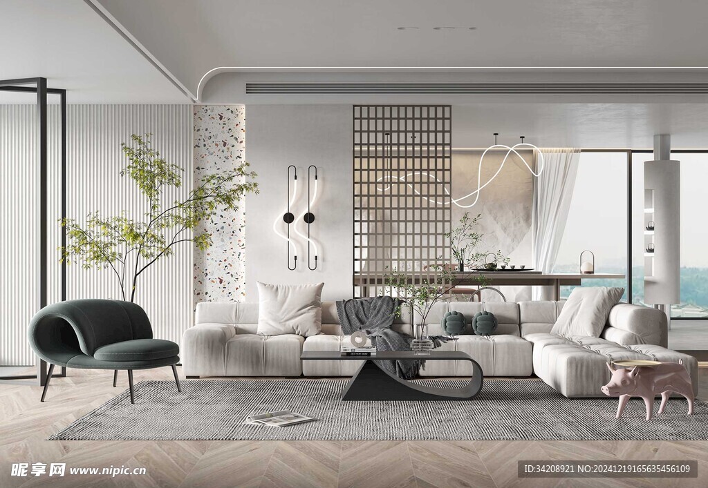 现代简约侘寂宅新中式复古风客厅