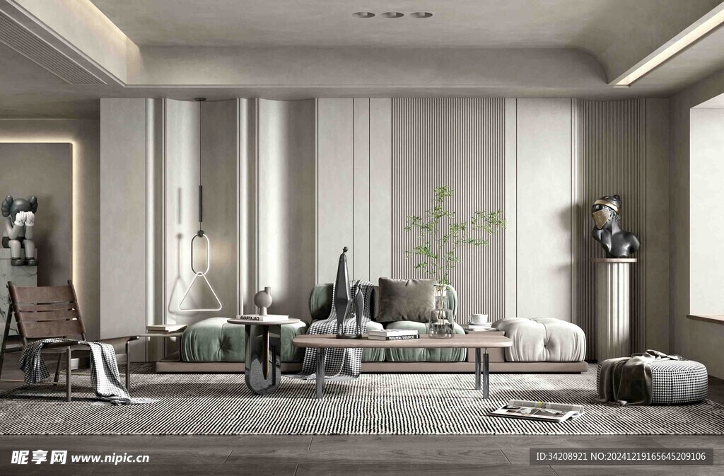 现代简约侘寂宅新中式复古风客厅