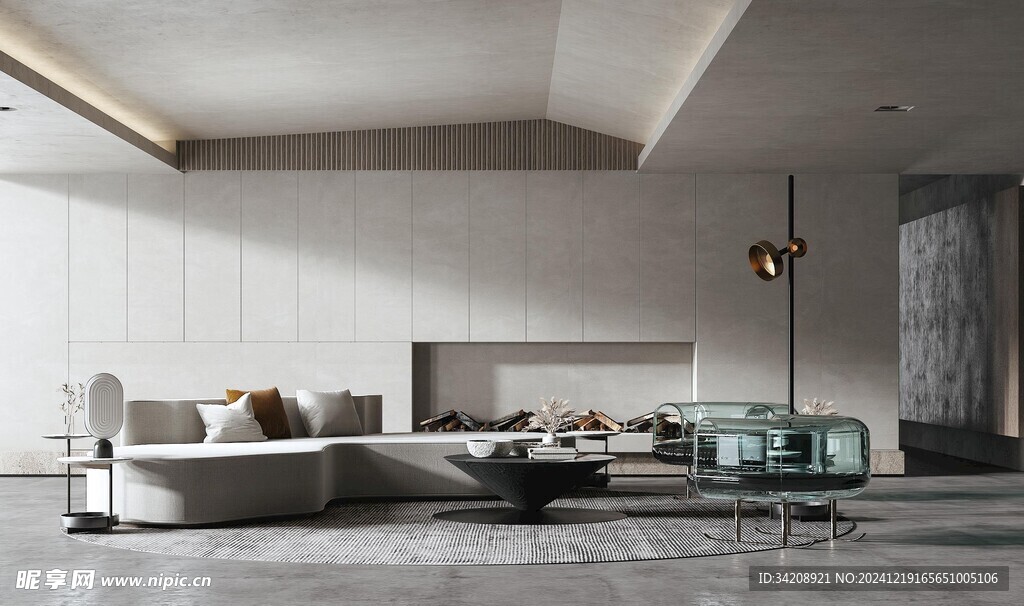 现代简约侘寂宅新中式复古风客厅