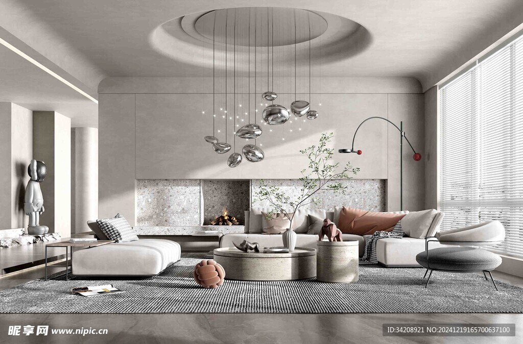 现代简约侘寂宅新中式复古风客厅