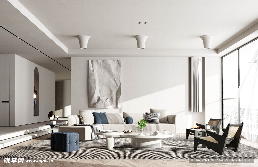 现代简约侘寂宅新中式复古风客厅