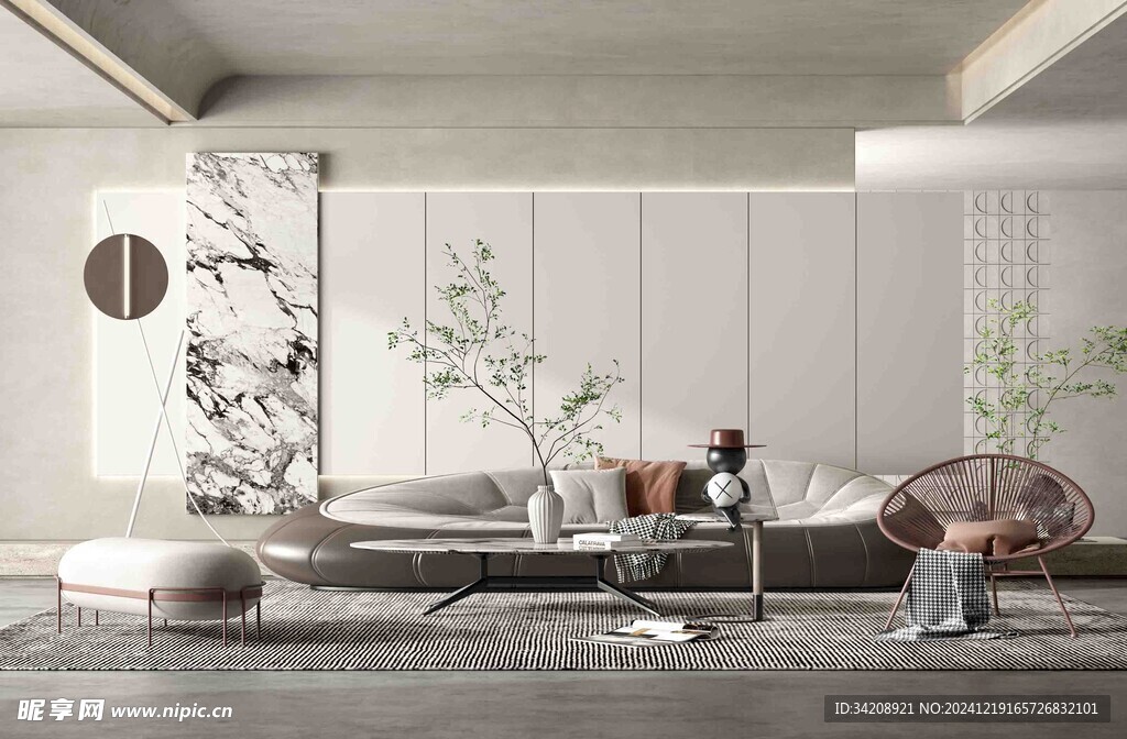 现代简约侘寂宅新中式复古风客厅