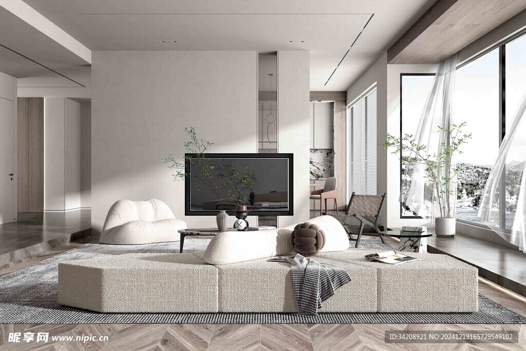 现代简约侘寂宅新中式复古风客厅