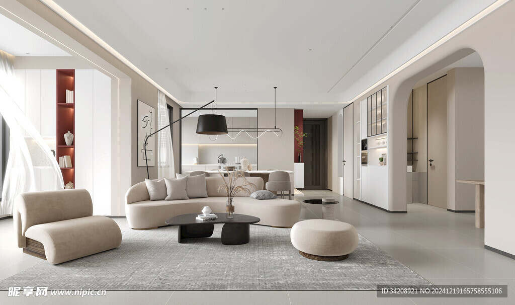 现代简约侘寂宅新中式复古风客厅