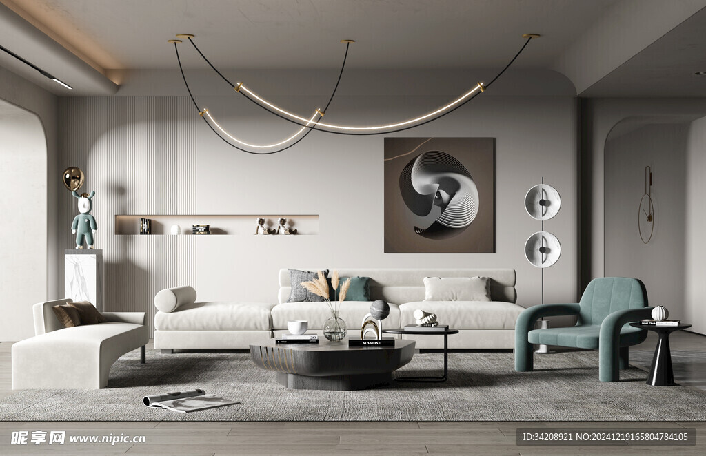 现代简约侘寂宅新中式复古风客厅