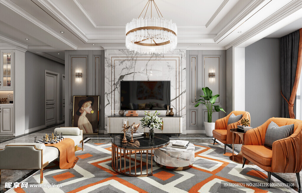 欧美式现代家居设计豪华风格客厅