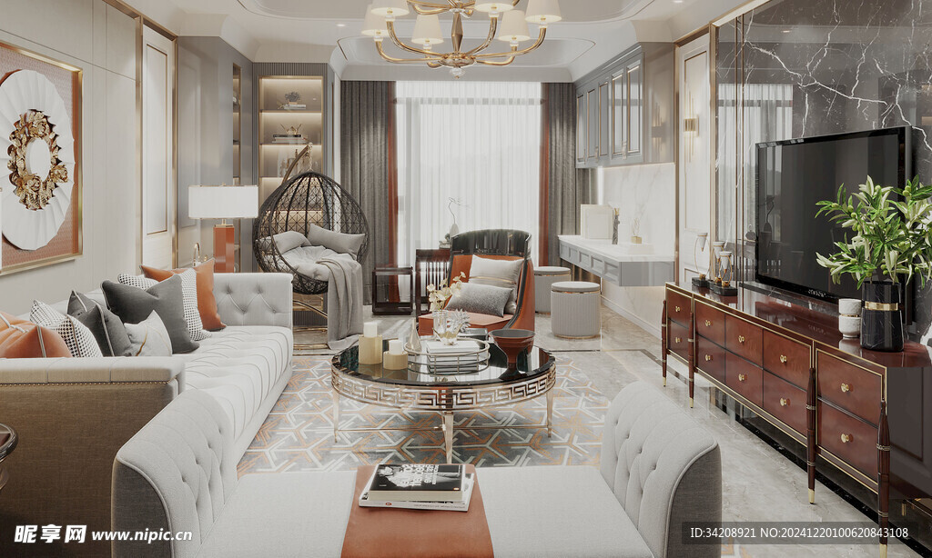 欧美式现代家居设计豪华风格客厅