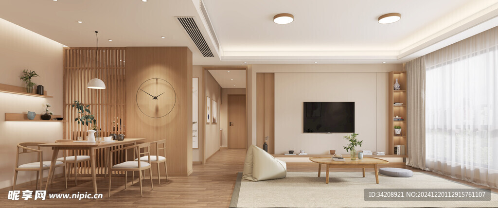 日式家居北欧室内装修原木风客厅