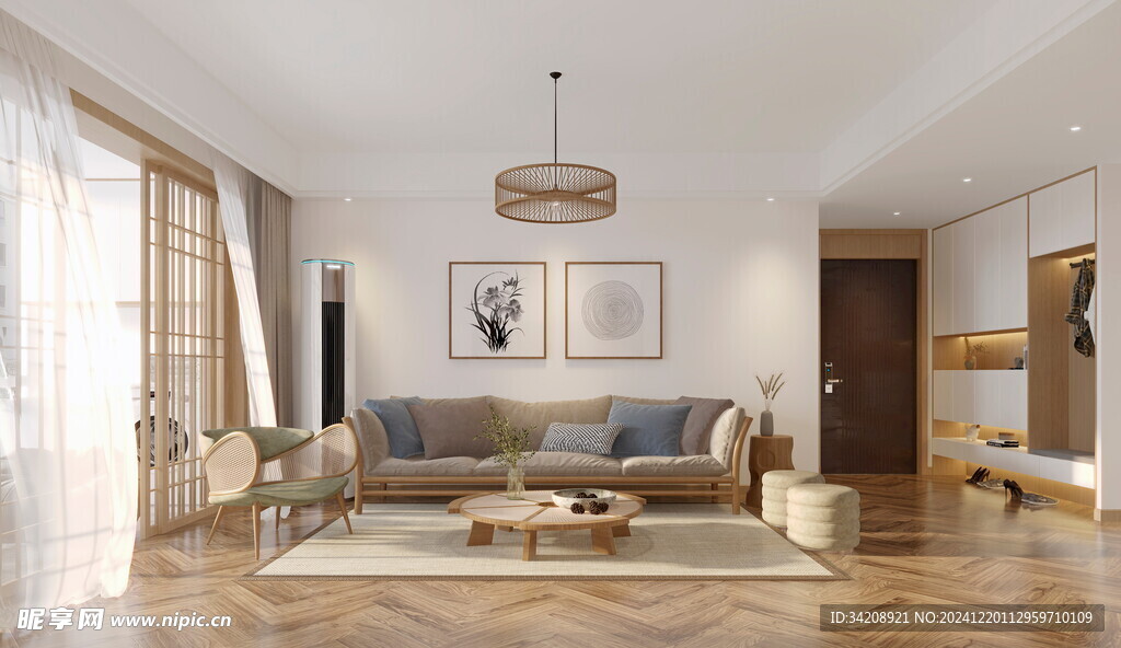 日式家居北欧室内装修原木风客厅