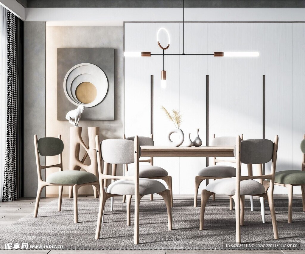 日式家居北欧圆桌装修原木风餐厅